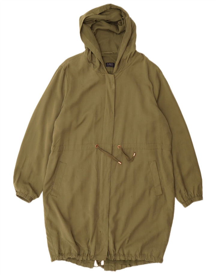 Marks & Spencer Dame Hooded Parka Jacket UK 16 Large Khaki Polyester