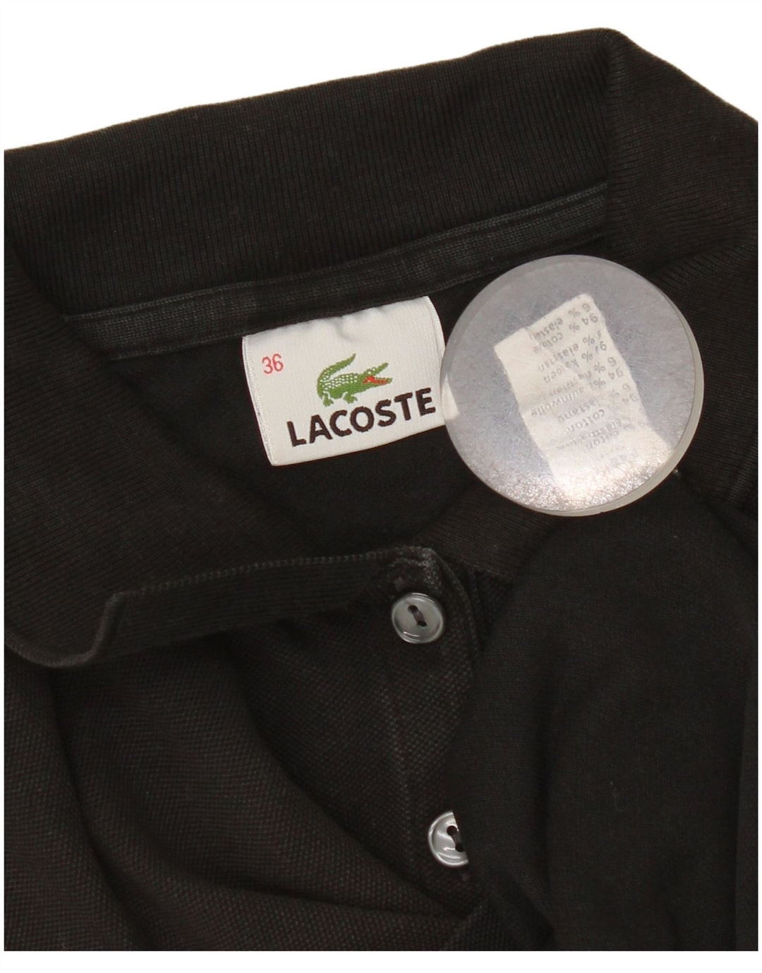 Lacoste dame polo shirt størrelse 36 Lille sort bomuld