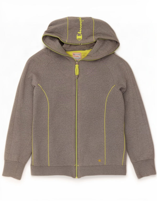 Champion Womens Heritage Fit Grafisk hættetrøje med lynlås UK 12 Medium Grey