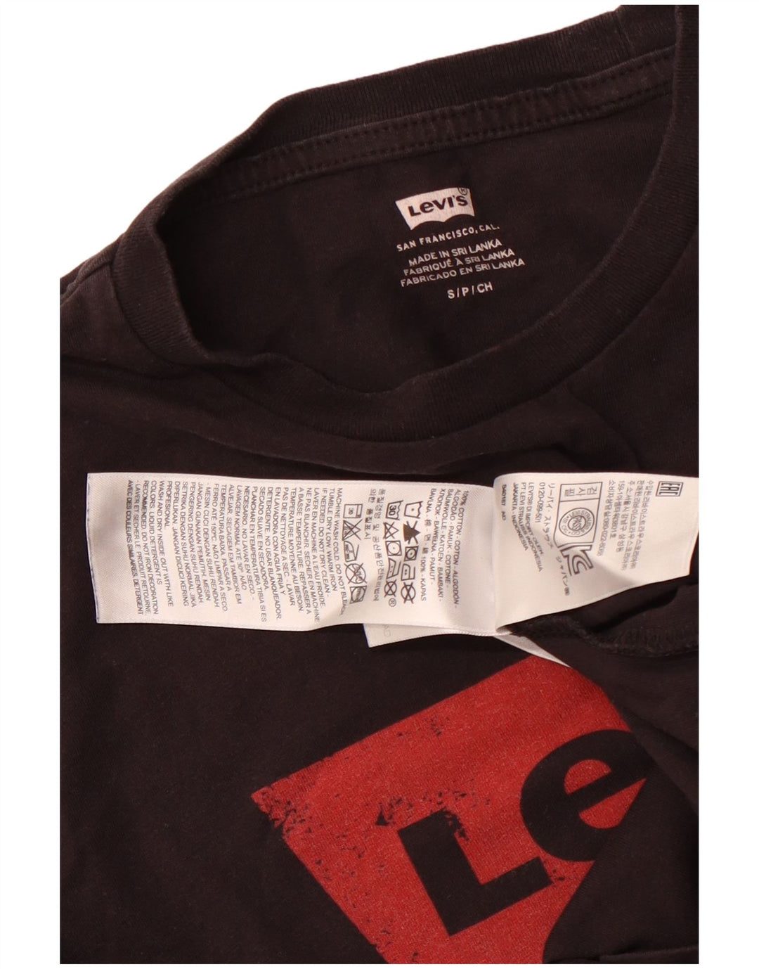 LEVI'S Herre grafisk T-shirt Top Lille sort bomuld
