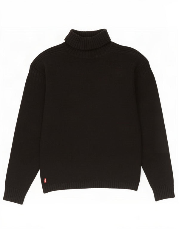 Levi's Dame Rullehalstrøje UK 14 Medium Sort lammeuld
