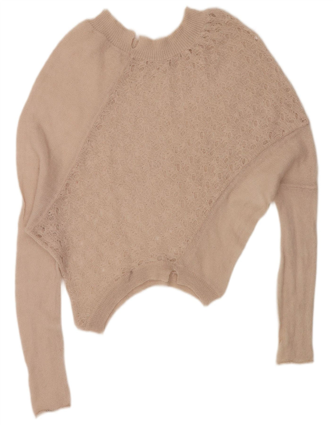 VINTAGE Dame Oversized Boat Neck Jumper Sweater UK 16 Large Beige