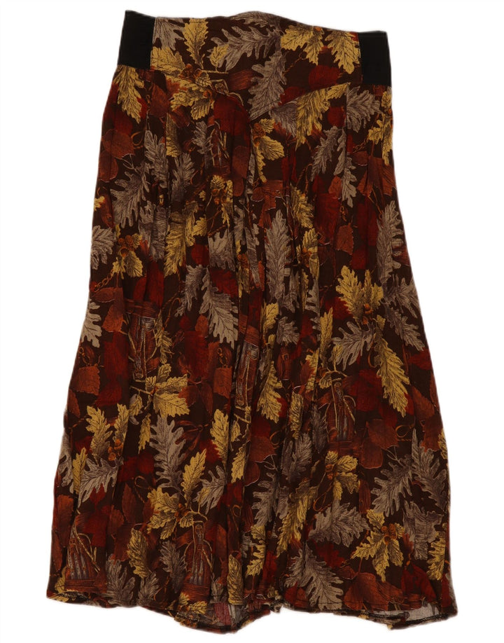 Vintage midi-nederdel til kvinder W30 L33 Brun blomster