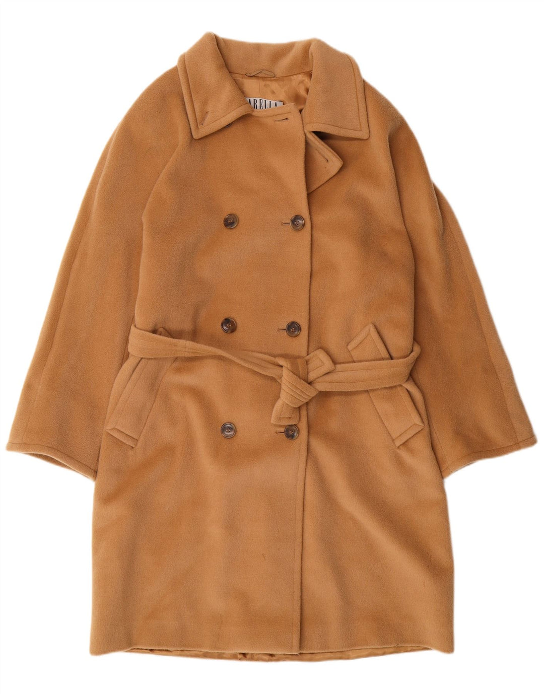 MARELLA Dame Dobbeltradet Frakke UK 12 Medium Beige Virgin Wool Classic