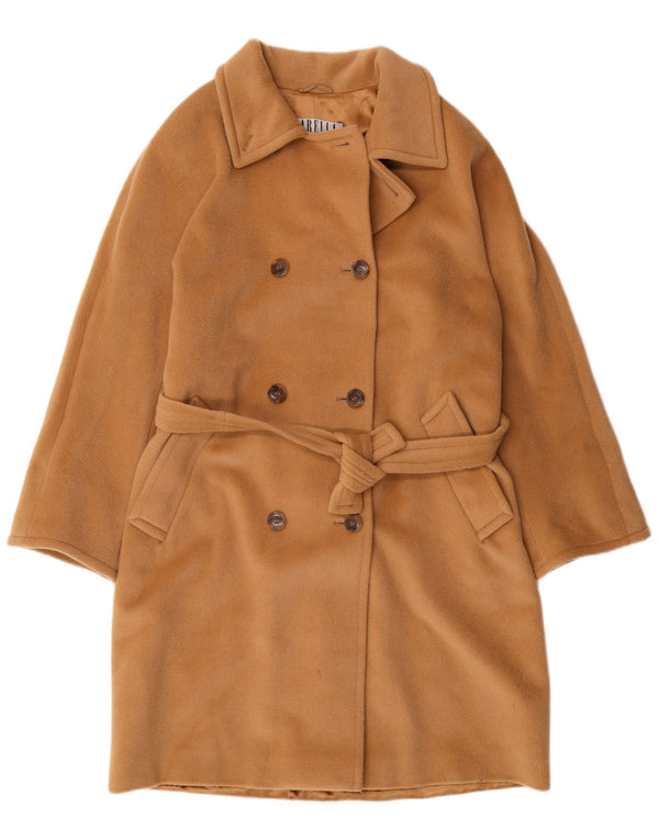 MARELLA Dame Dobbeltradet Frakke UK 12 Medium Beige Virgin Wool Classic