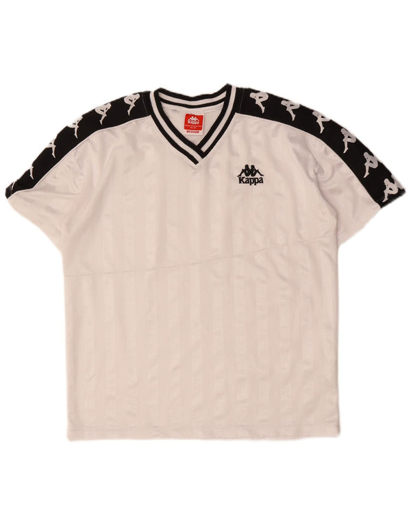 KAPPA Herre grafisk T-shirt Top Medium White Colourblock Polyester