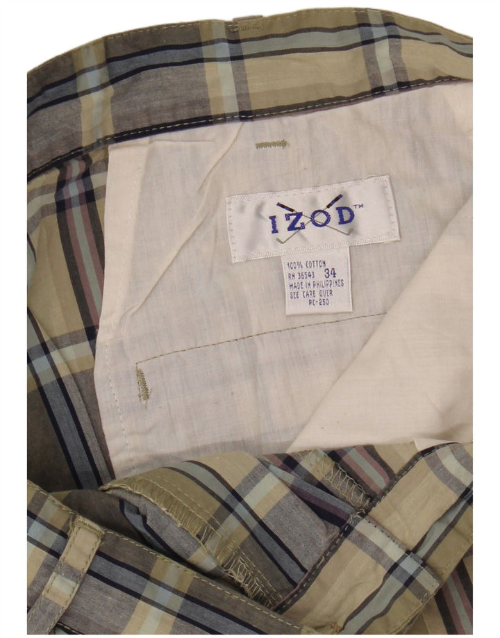 IZOD Chino Shorts til mænd W34 Large Khaki Ternet Bomuld