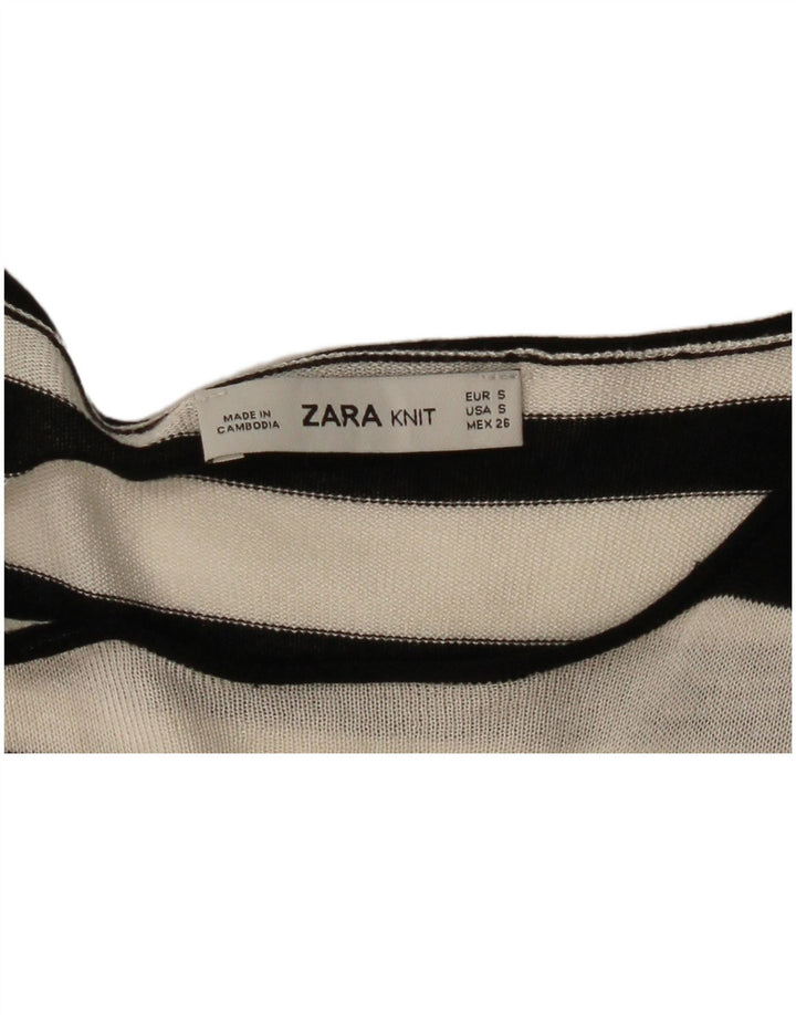 Zara Womens Longline Oversized Bluse Top UK 10 Small White Striped