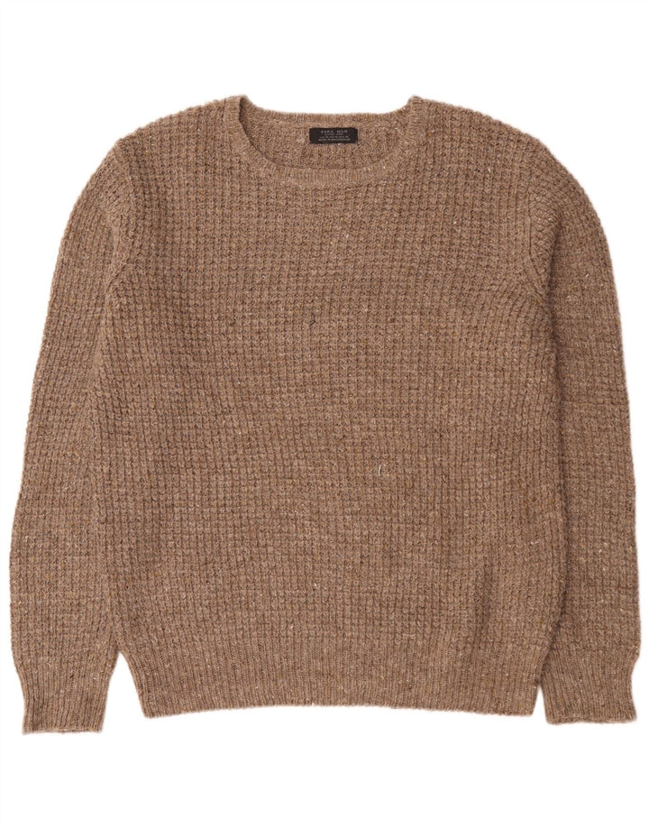 Zara Herre sweater med rund hals XL brun uld