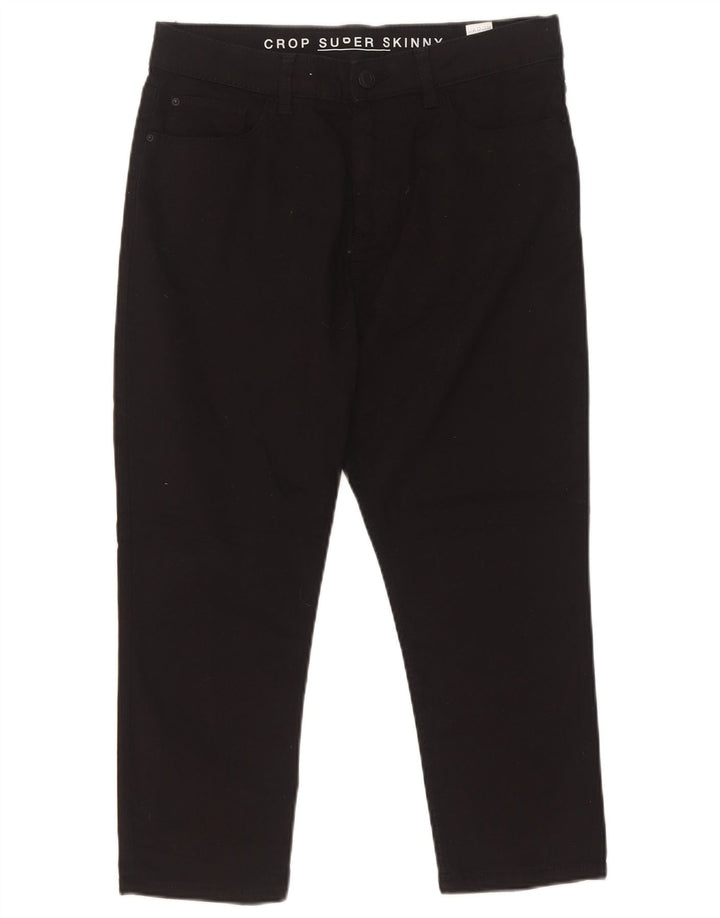 Marks & Spencer Womens Cropped Trousers UK 12 Medium W30 L22 Black