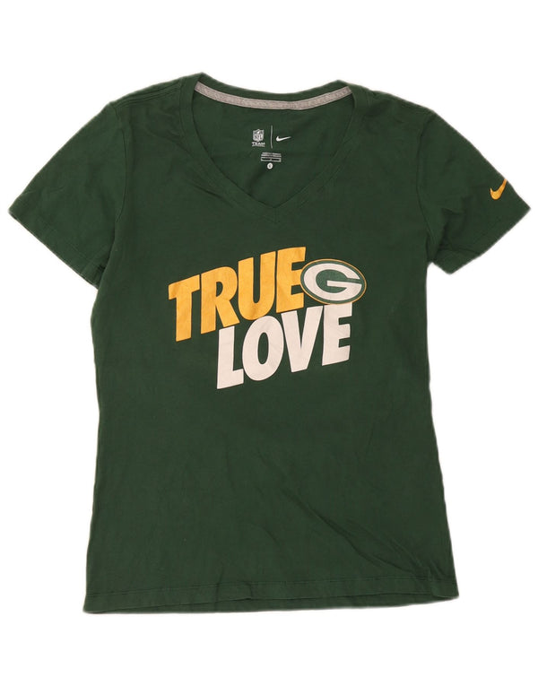 Nike Womens Green Bay Packers grafisk T-shirt top UK 14 Stor bomuld