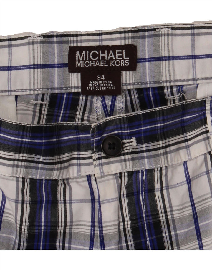 MICHAEL KORS Mens Chino Shorts W34 Large Blue Check Cotton Vintage Michael Kors and Second-Hand Michael Kors from Messina Hembry 