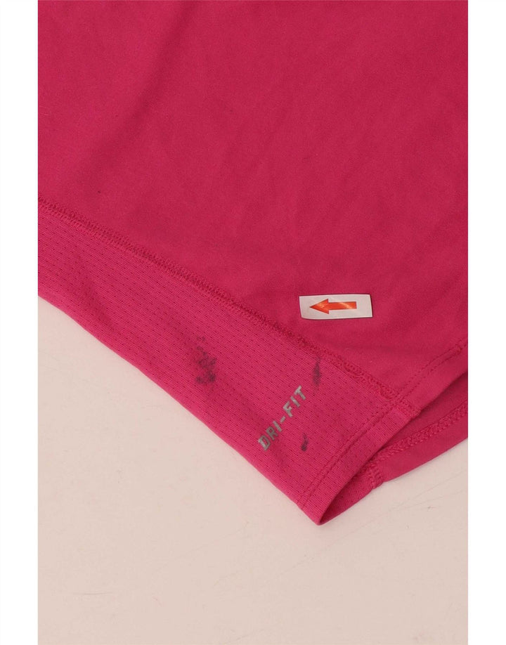 Nike Dame Dri Fit T-Shirt Top UK 14 Medium Pink Polyester