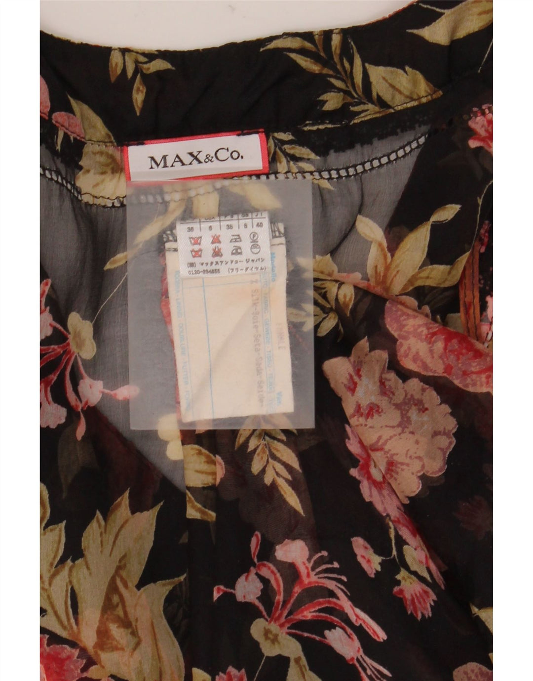 Max & Co. Dame ærmeløs Se Through Maxi Dress UK 8 Small Black Floral