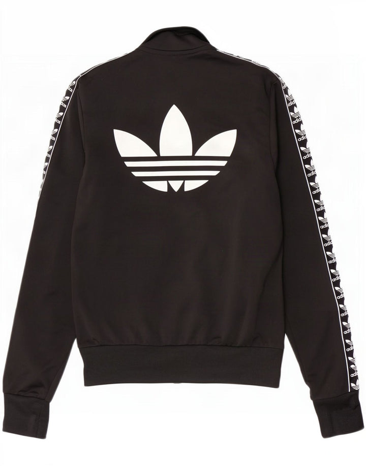 Adidas Dame Grafisk Træningsdragt Top Jacket UK 10 Lille Sort Polyester