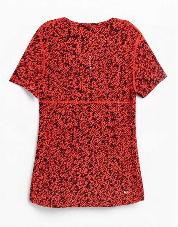 Nike Womens Dri Fit Abstract Pattern T-Shirt Top UK 16 Large Orange