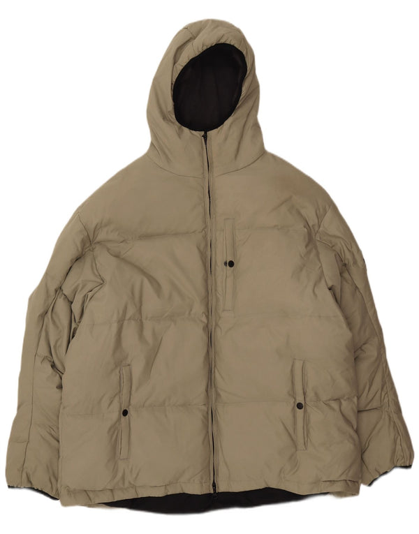 PEPE JEANS Herre hættepolstret jakke UK 40 Stor grøn polyester