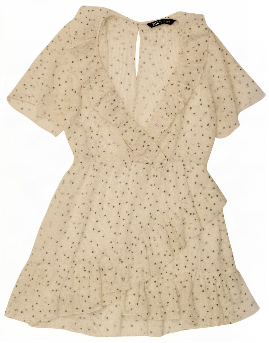 Zara Damekjole UK 12 Medium Off White Plettet polyester