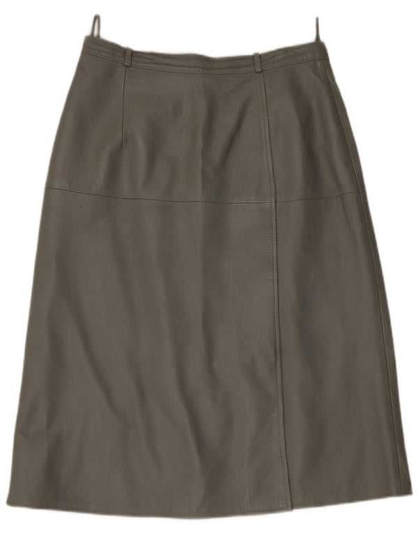 Vintage kvinders højtaljede lædernederdel IT 46 Large W28 Khaki