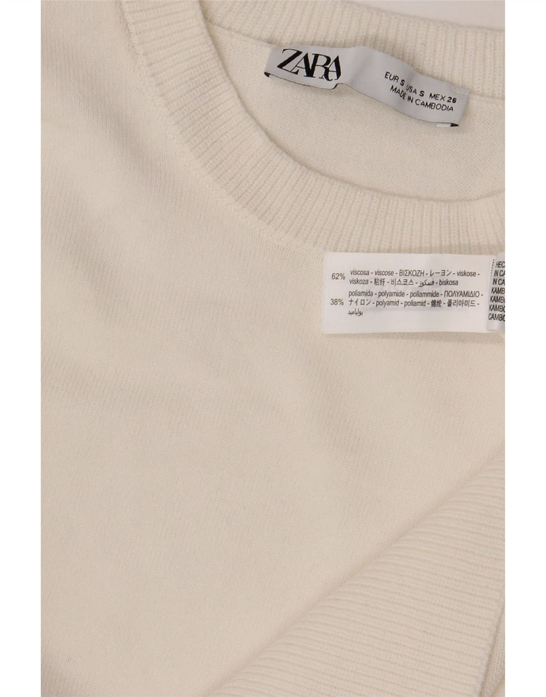 Zara Dame sweater med rund hals DK 10 Small White Viscose