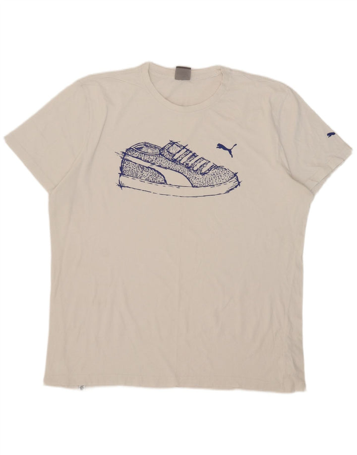 Puma Herre Grafisk T-Shirt Top 2XL Hvid Bomuld