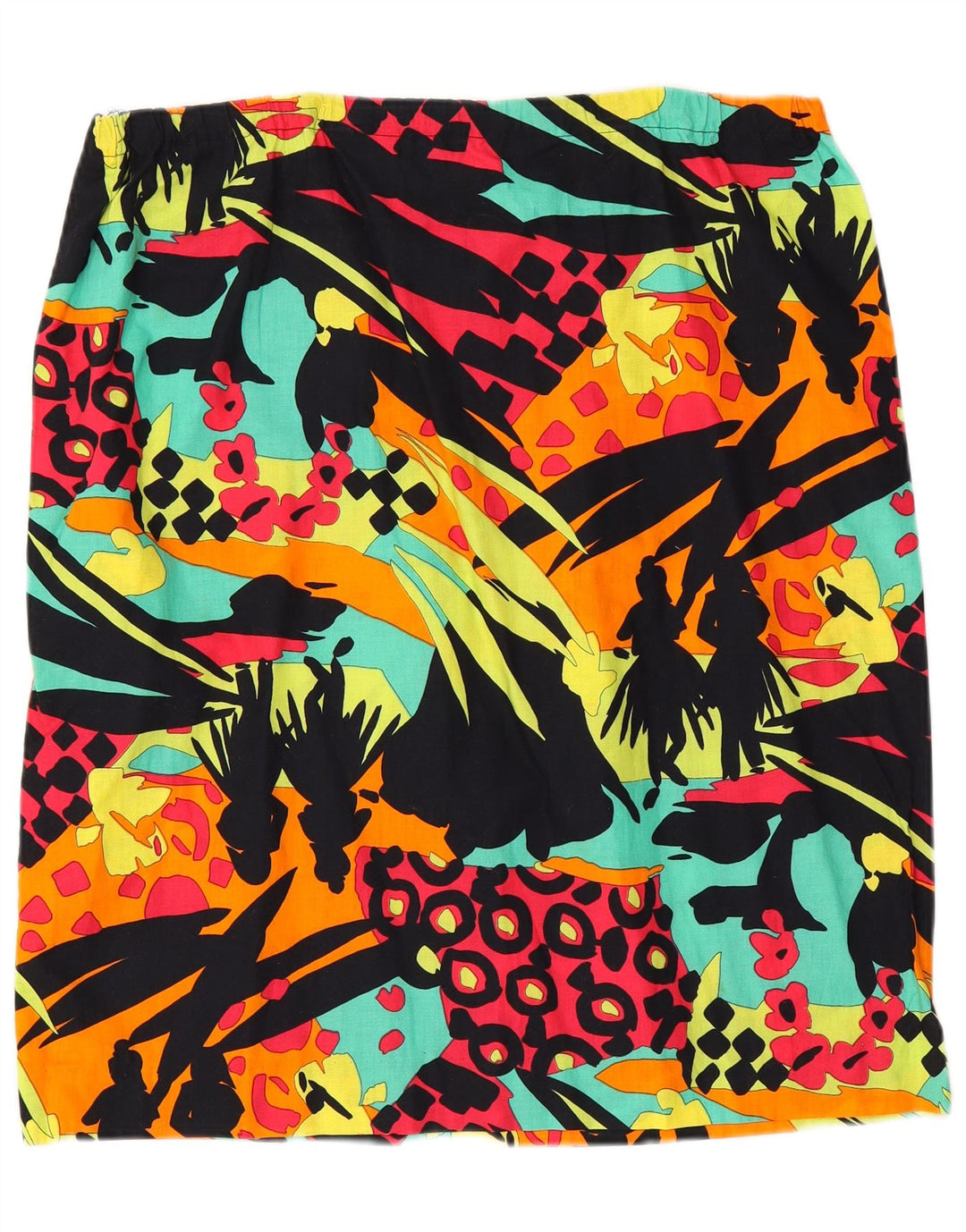 VINTAGE grafisk lige nederdel til kvinder W40 2XL flerfarvet patchwork