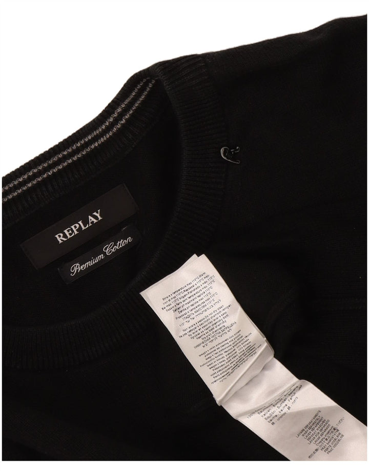 Replay Herre Crew Neck Jumper Sweater 2XL Sort Bomuld