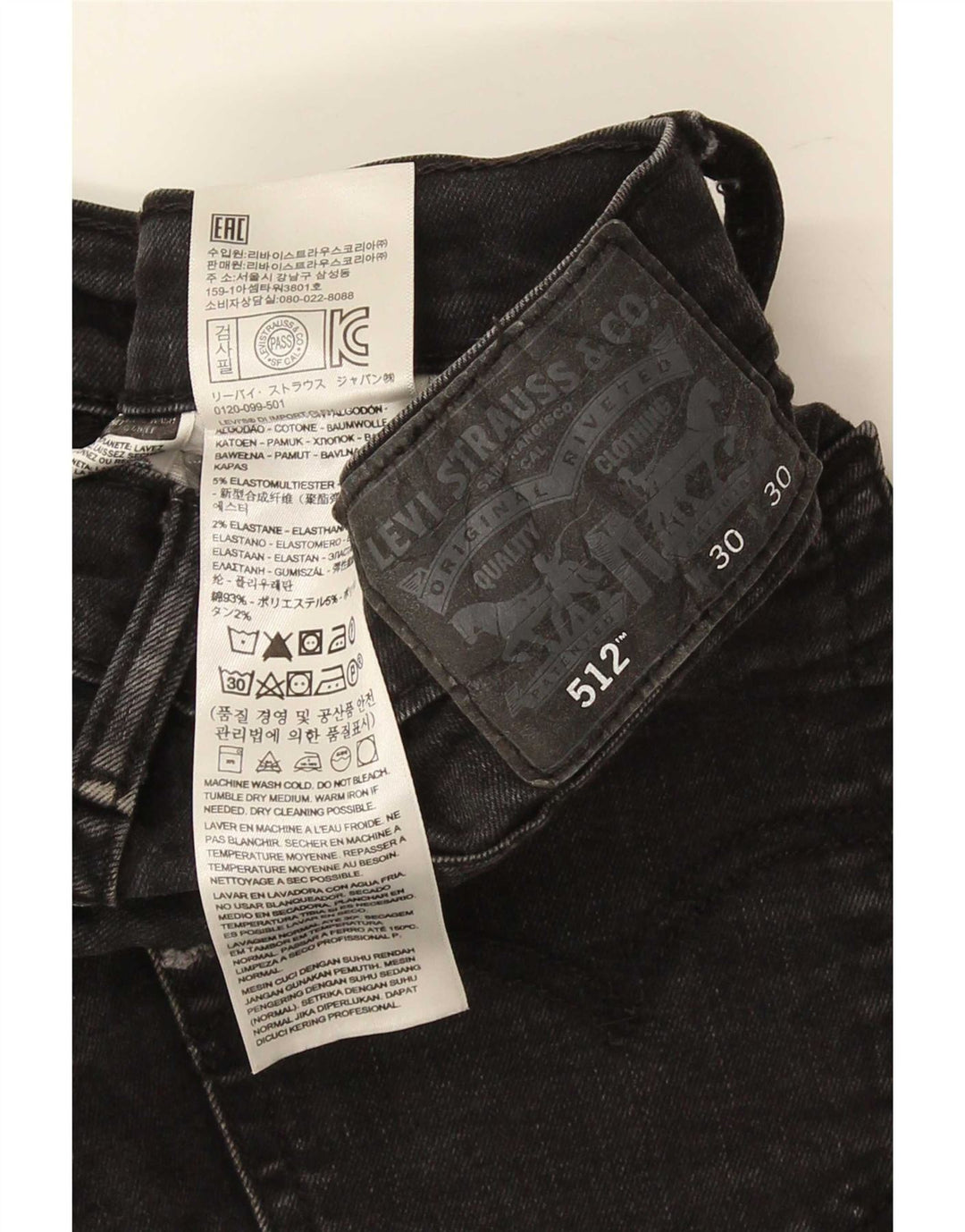 Levi's Womens 512 Slim Tapered Jeans W30 L27 Sort bomuld
