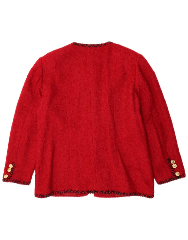 Luisa Spagnoli Dame 5 Button Blazer Jacket UK 16 Large Red Virgin Wool