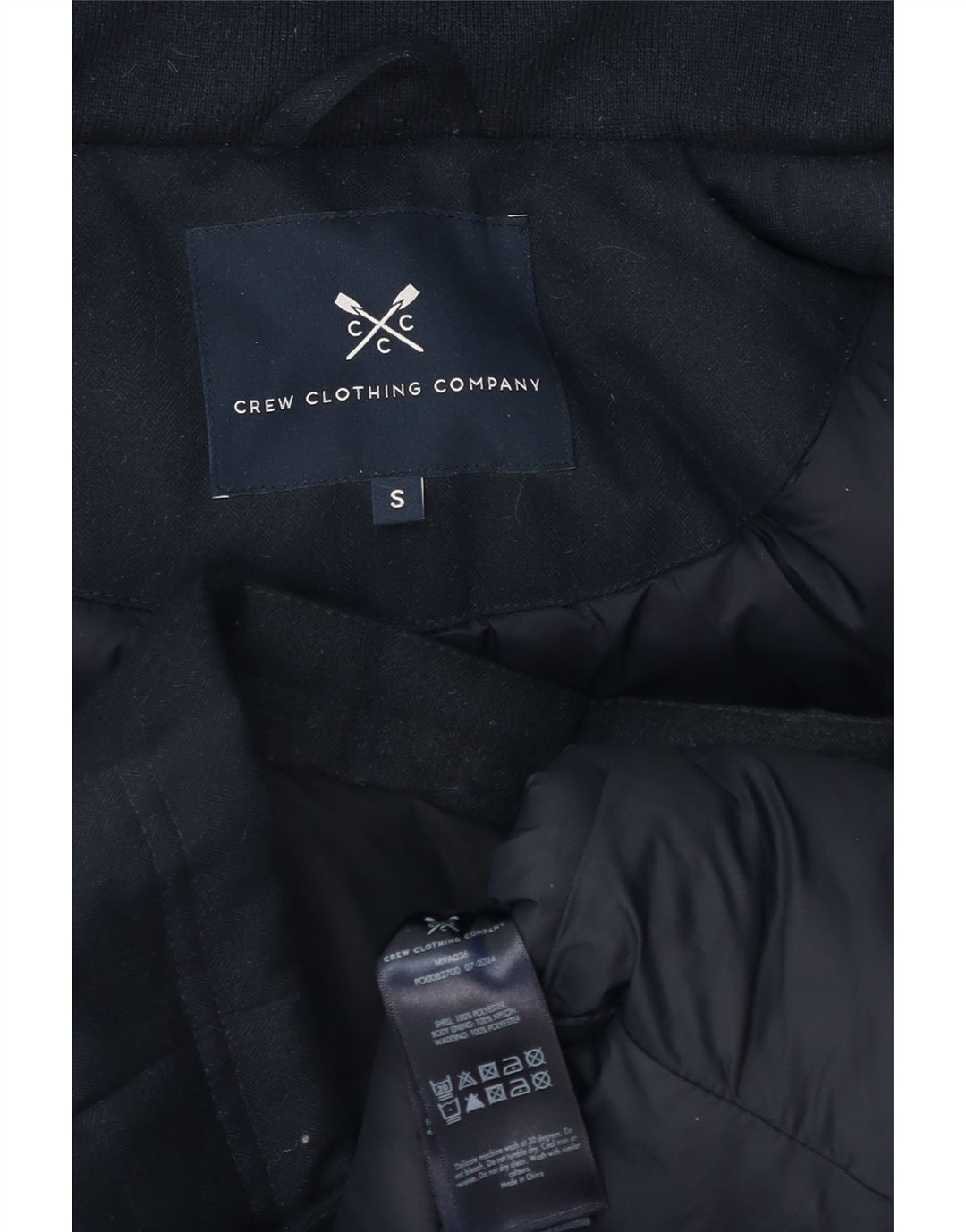 Crew Clothing Herre hættepolstret jakke UK 36 Small Navy Blue Polyester