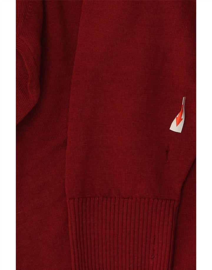 Zara Herre Crew Neck Jumper Sweater Medium Burgundy Uld