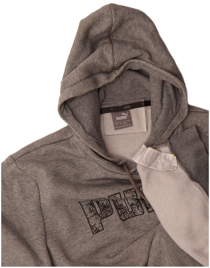 PUMA Mens Graphic Hoodie Jumper Medium Grey Cotton