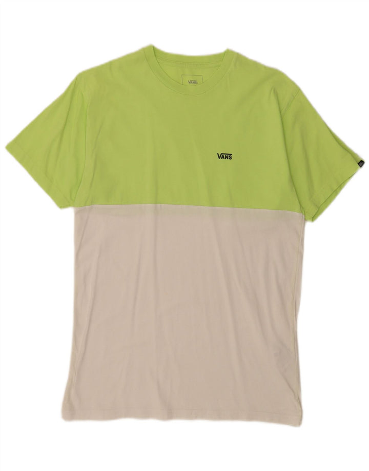 Vans Herre Classic Fit T-Shirt Top Medium Grøn Colourblock Bomuld