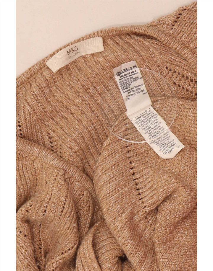 Marks & Spencer Dame Cardigan Sweater UK 16 Stor Beige Viscose