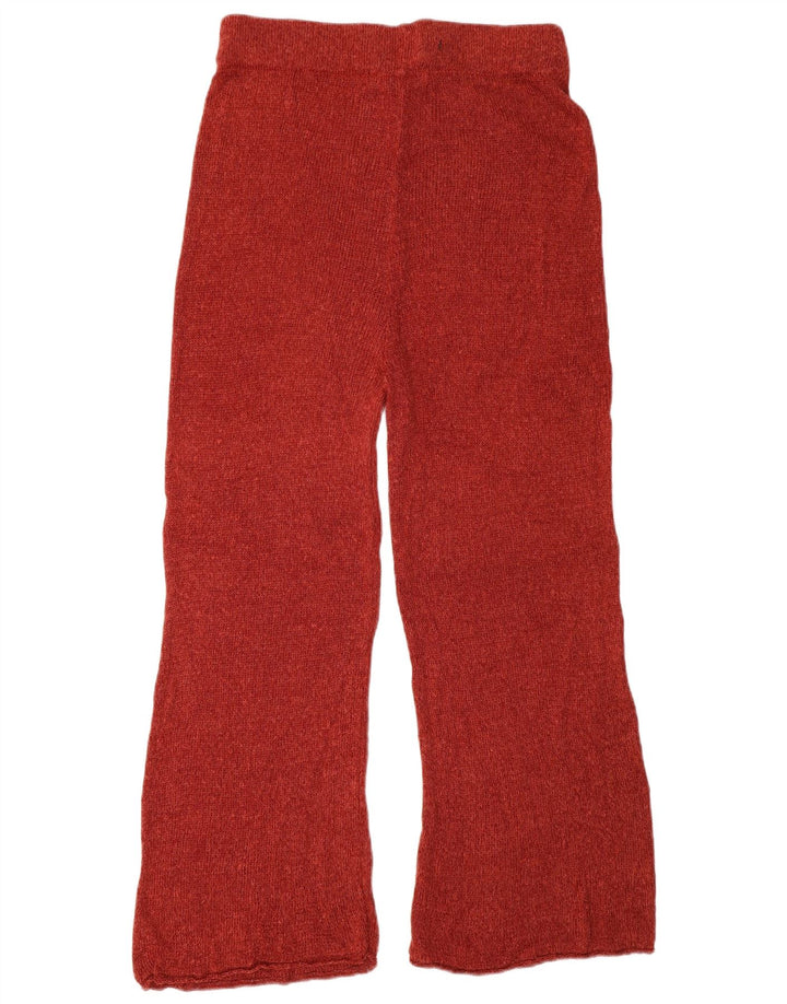 Zara Dame Strik Cropped Trousers Medium W28 L24 Red Linen