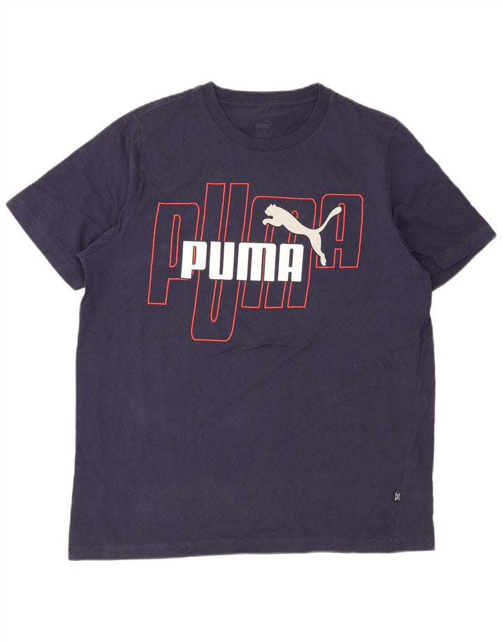 Puma Herre grafisk T-shirt Top Stor marineblå bomuld