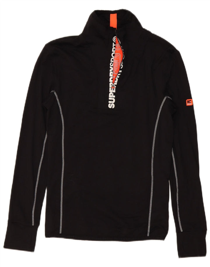 Superdry Herre grafisk lynlås-hals sweater træningsdragt Top Medium Sort