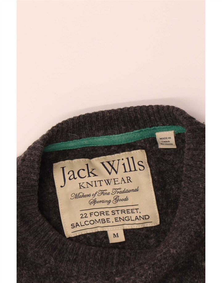 Jack Wills Herre Crew Neck Jumper Sweater Medium Grey Merino Wool