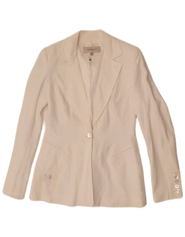Karen Millen Dame 1 Knap Blazer Jacket UK 12 Medium Off White Acetate