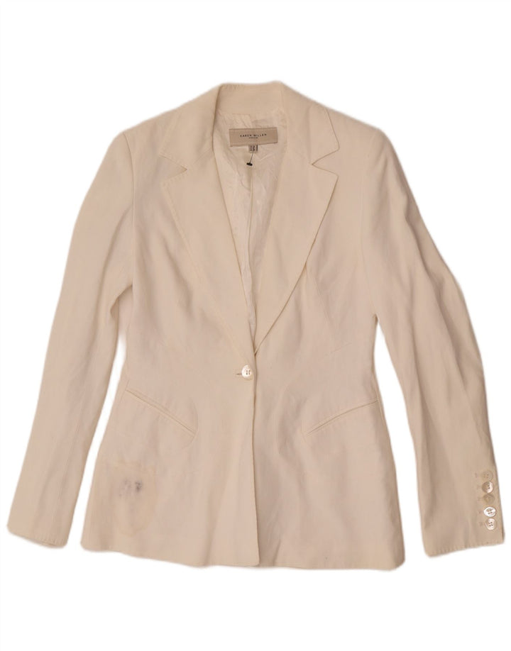 Karen Millen Dame 1 Knap Blazer Jacket UK 12 Medium Off White Acetate
