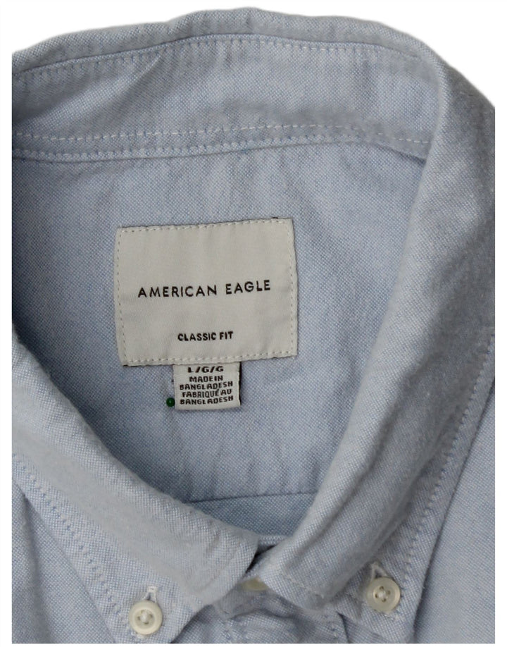 AMERICAN EAGLE Herre Classic Fit skjorte Stor blå bomuld