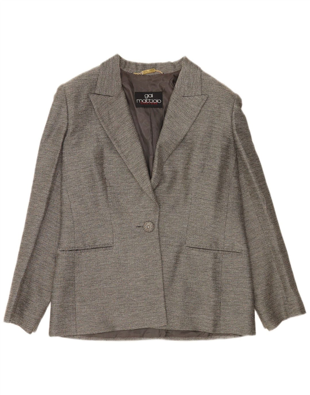 Gai Mattiolo Dame 1 Knap Blazer Jakke UK 14 Medium Grå