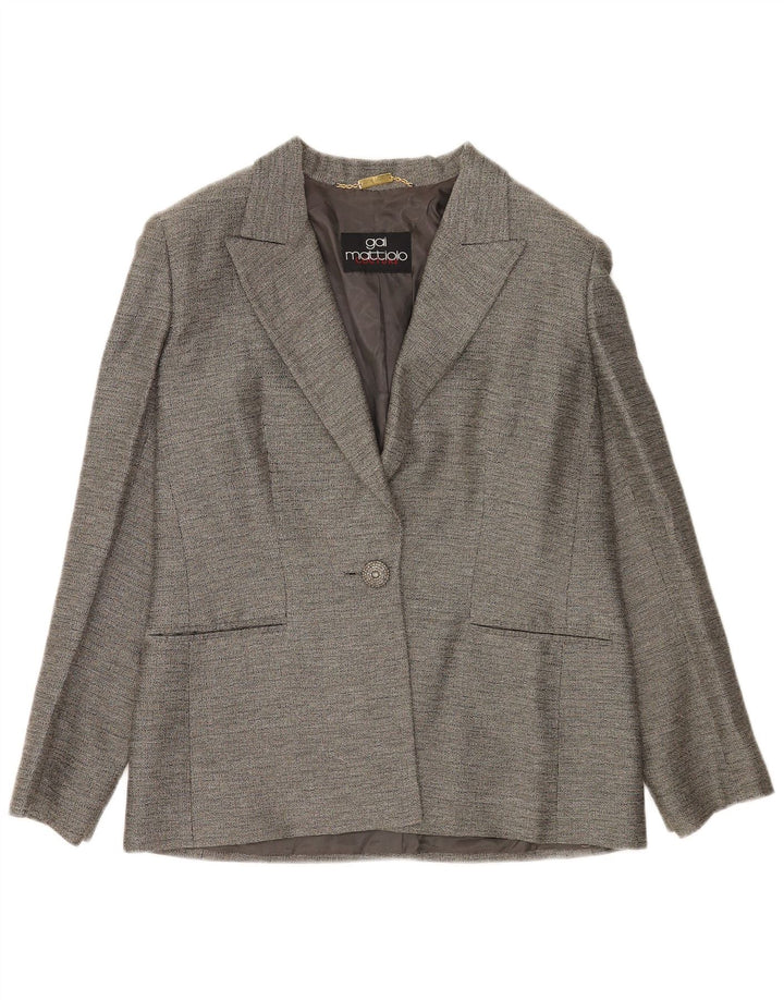 Gai Mattiolo Dame 1 Knap Blazer Jakke UK 14 Medium Grå