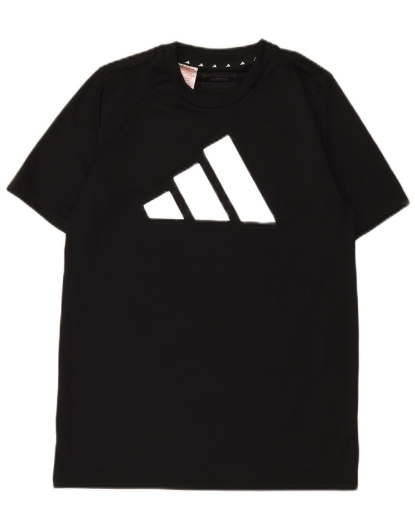 Adidas Boys Aeroready Graphic T-Shirt Top 13-14 Years Black Polyester