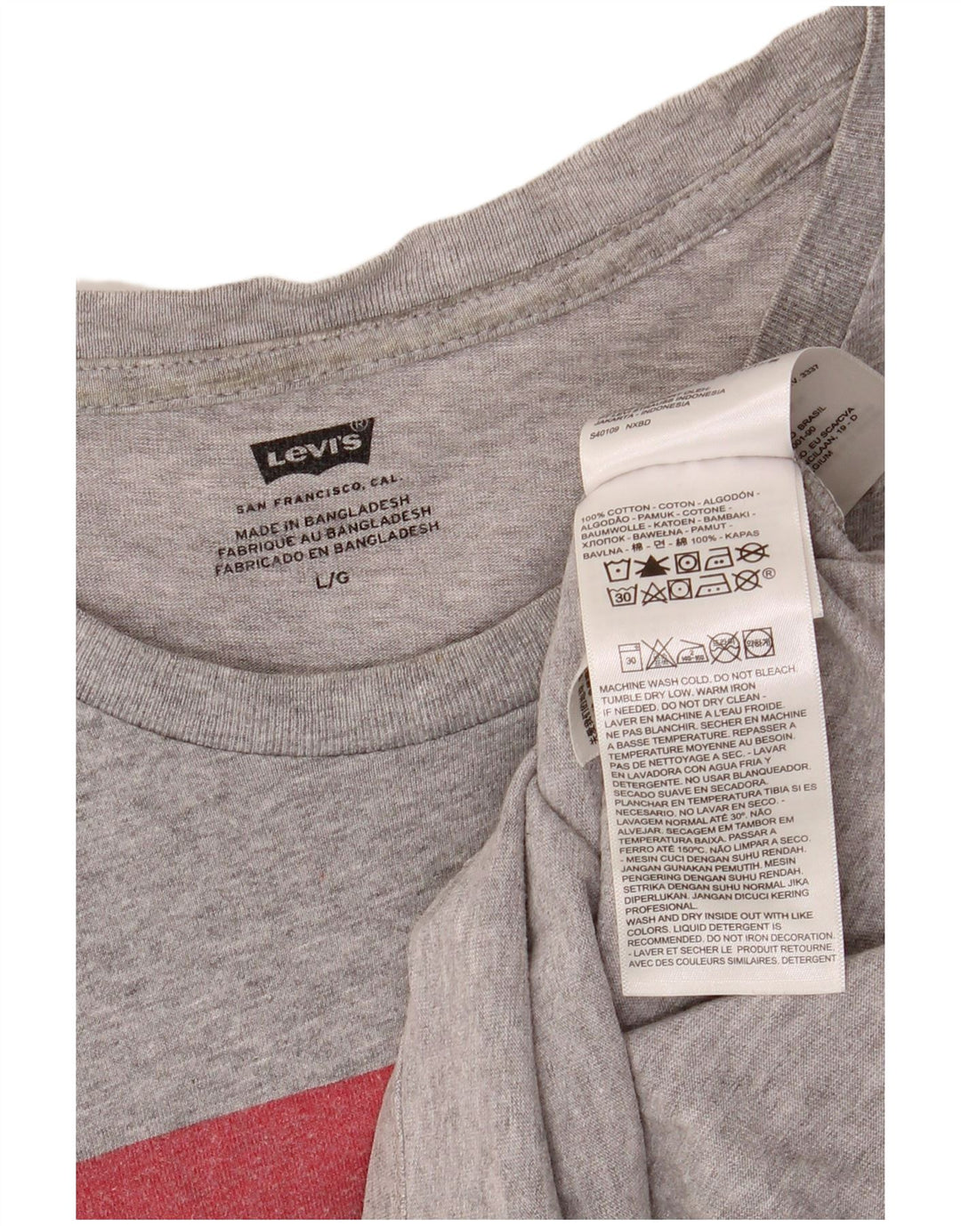 LEVI'S Herre Grafisk T-Shirt Top Stor Grå Bomuld