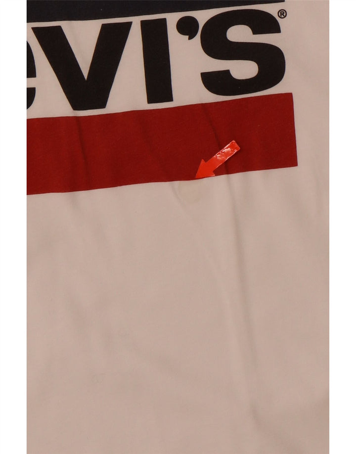 LEVI'S Grafisk T-shirt top til kvinder UK 12 Medium hvid bomuld