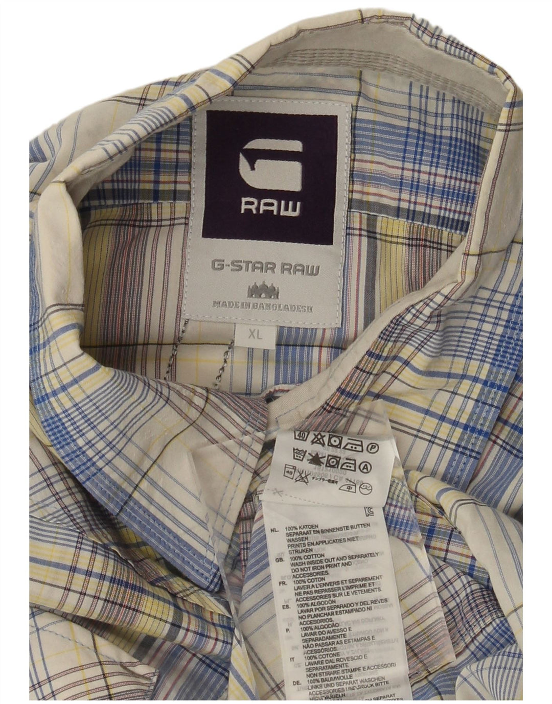 G-Star Herre grafisk kortærmet skjorte XL flerfarvet plaid bomuld