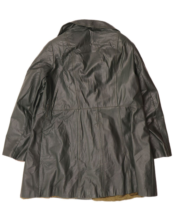 Vintage dame dobbeltradet læderfrakke UK 18 XL Grøn