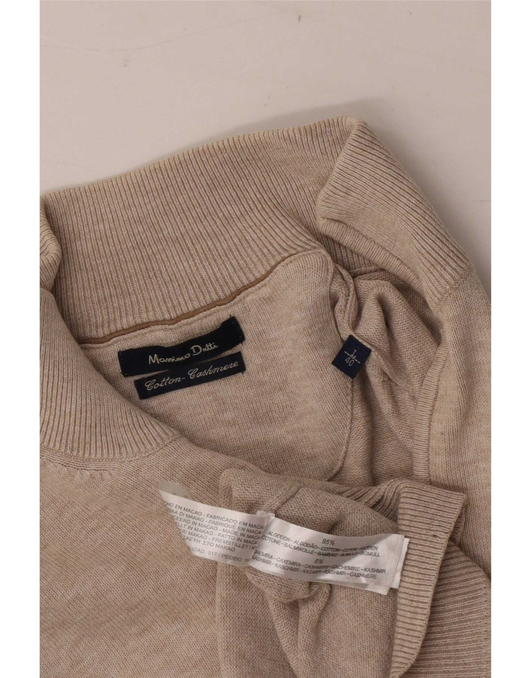 Massimo Dutti Herre Zip Neck Jumper Sweater Stor Grå Bomuld