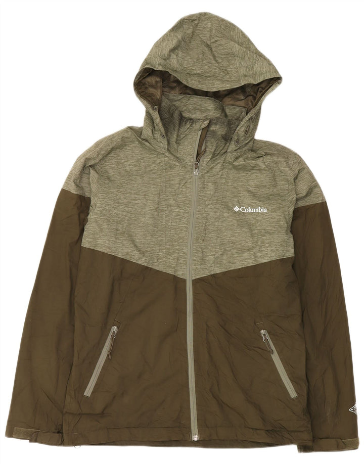 Columbia Regnjakke med hætte til mænd UK 38 Medium Khaki Colourblock Polyester